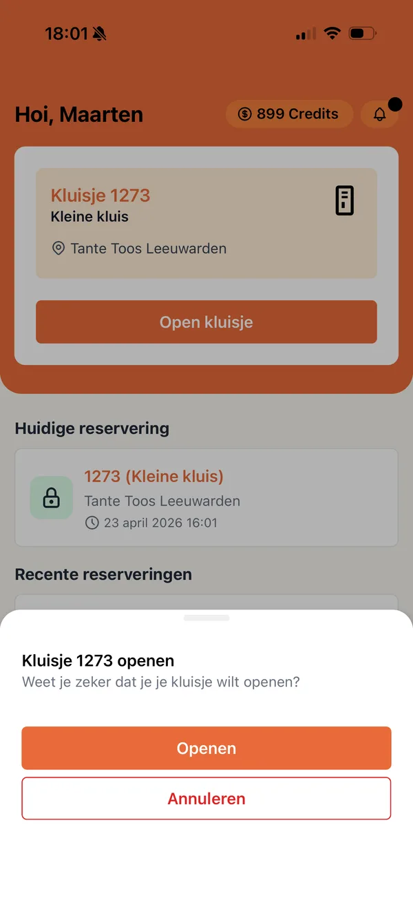 Schermafbeelding van de Tante Toos app: Open met één tap